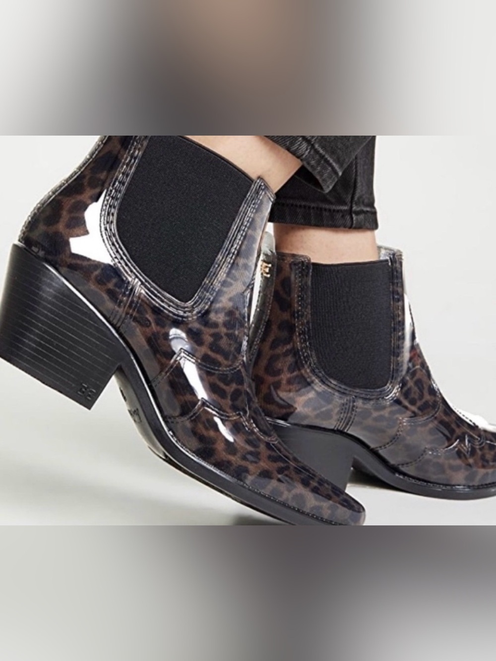 Sam Edelman Leopard-Print Winona Ankle Rain Boots in Brown and Black